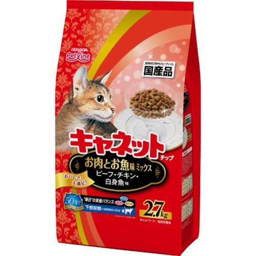 【ペット用】 ペットライン キャネットチップ お肉とお魚ミックス ビーフ・チキン・白身魚味 2.7kg