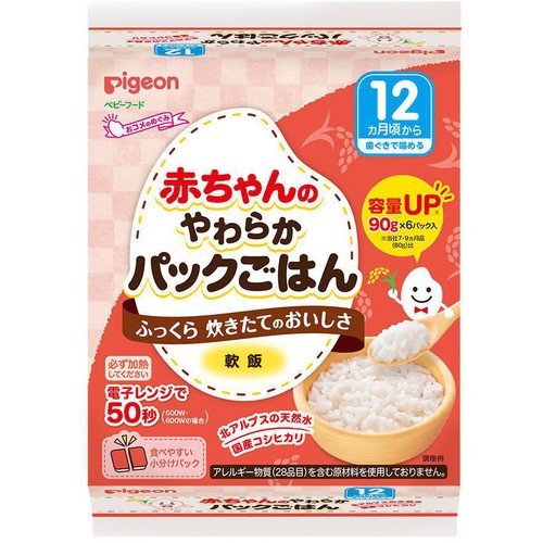 ピジョン 赤ちゃんのやわらかパックごはん 12ヵ月頃から 90g x 6パック