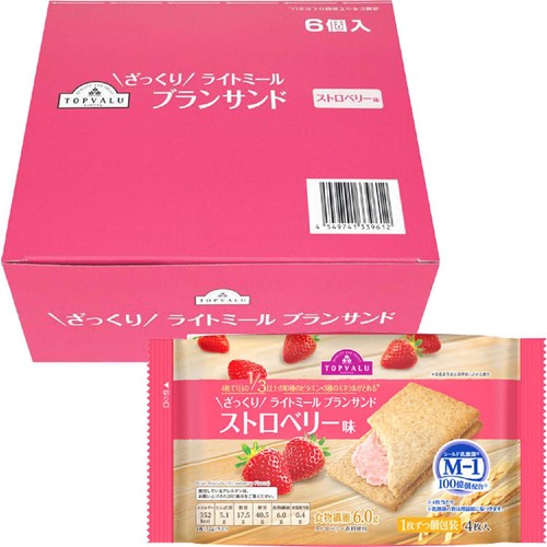 ざっくりライトミールブランサンド ストロベリー味 4枚 x 6個パック トップバリュ