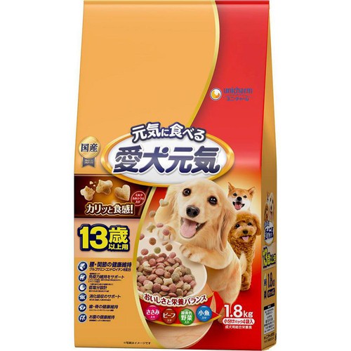 【ペット用】 ユニ・チャーム 愛犬元気 13歳以上用ささみ・ビーフ・緑黄色野菜・小魚入り 1.8kg