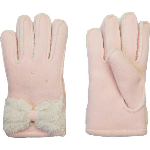 イチーナ ボアフリース パール付き手袋 ピンク 18cm