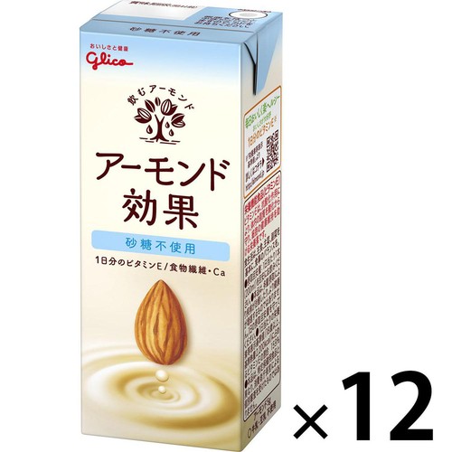 アーモンド効果　砂糖不使用　12本 グリコ アーモンド効果 砂糖不使用 1ケース 200ml x 12本 Green Beans