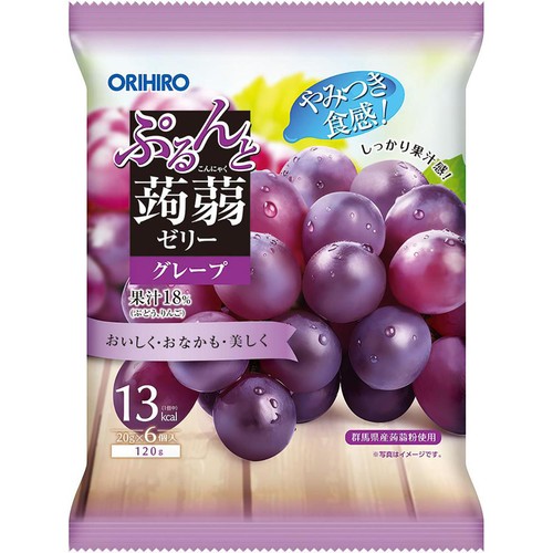 オリヒロ ぷるんと蒟蒻ゼリー パウチ グレープ 6個 Green Beans
