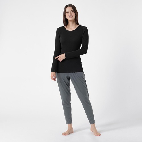 PEACE FIT (ピースフィット) WARM よくのびーる 長袖Tシャツ 婦人 クロ L トップバリュ