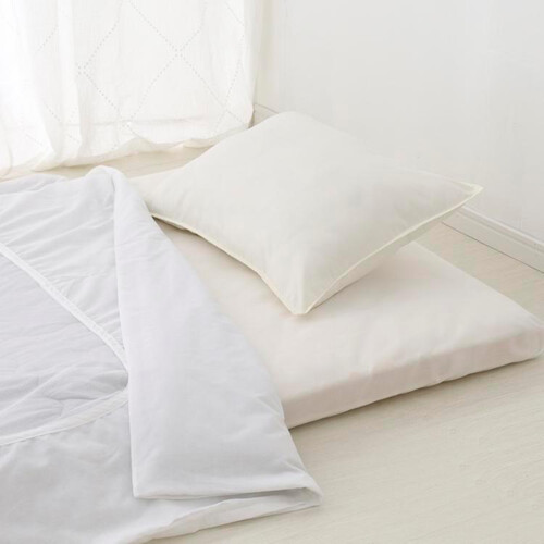 綿混白フラットシーツ シングル ホワイト ホームコーディ Green Beans