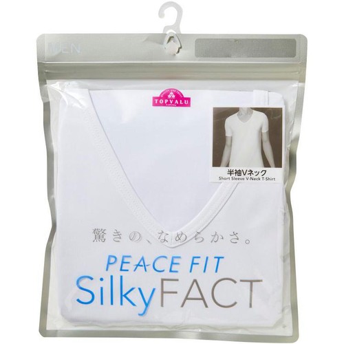 PEACE FIT SilkyFact 紳士 半袖Vネックシャツ XLシロ トップバリュ