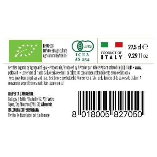 ビビテポラーラ ビオシチリア オーガニックソーダ(シチリアレモン) 275ml