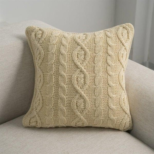 クッションカバー ニット編み 45 x 45cm ベージュ ホームコーディ