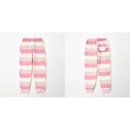 PEACE FIT(ピースフィット)WARM フリース長袖ルームウェア ボーダー 女の子 ラベンダー 120cm トップバリュ