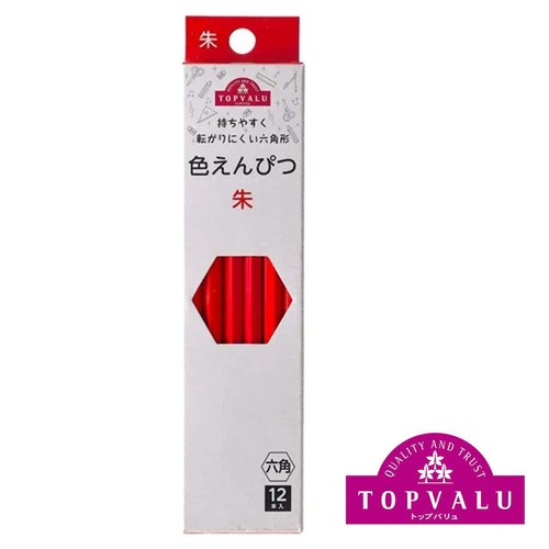 色えんぴつ 朱 六角軸 ダース  12本入り トップバリュ