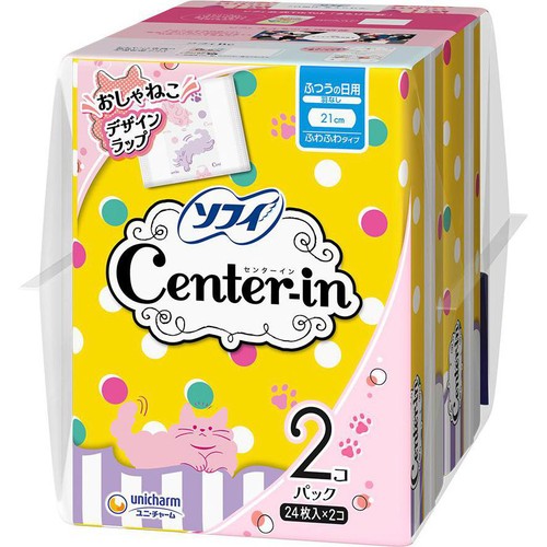 ユニ・チャーム ソフィ センターイン ふわふわタイプ ふつうの日 羽なし 21cm 24枚 x 2個
