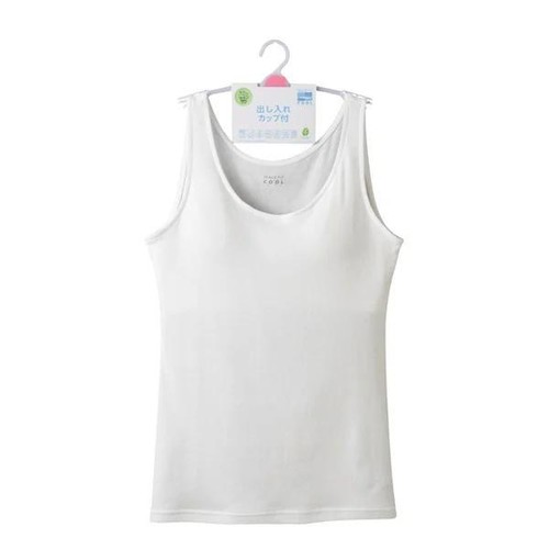 PEACE FIT(ピースフィット) COOL コットン 出し入れできるカップ付 タンクトップ 婦人 オフ M トップバリュ