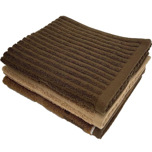 002【在庫限り】【未使用】ANNE  フェイスタオル　ブラウン 林 エッセンシャルズフェイスタオル 3枚セット 約34 x 80cm ブラウン