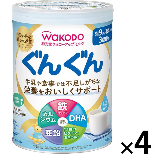 和光堂 フォローアップミルク ぐんぐん 4缶パック(830g x 4) 満9か月頃から3歳頃まで