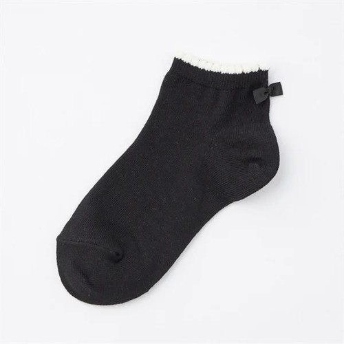 バックリボン付き ショート丈ソックス クロ 19ー21cm トップバリュ