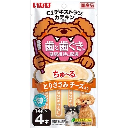 【ペット用】 いなばペットフード ちゅーる 歯と歯ぐきの健康維持に配慮 とりささみ チーズ入り 14g x 4本