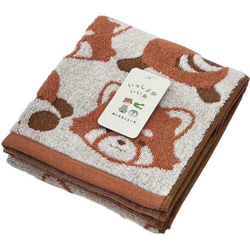 林 アニマルフェイス フェイスタオル 約34 x 80cm ブラウン Green