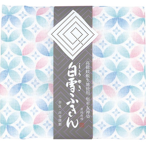 白雪 友禅ふきん 七宝柄ブルー 1枚