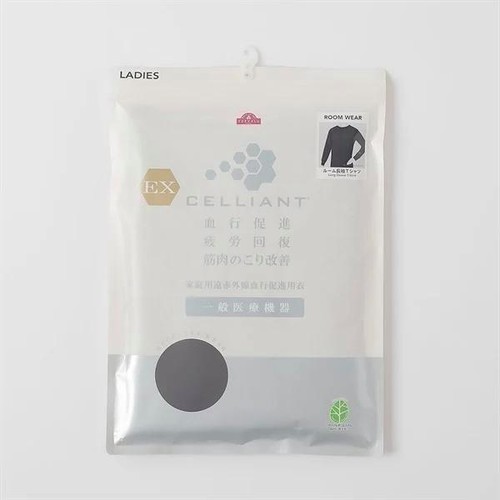 EXセリアント ウェア ルームウエア(ルーム長袖Tシャツ)  婦人 チャコールグレ－ L トップバリュ CELLIANT(セリアント)