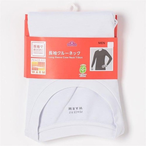 PEACE FIT(ピースフィット)WARM 厚地長袖クルーネックシャツ 紳士 シロ XL トップバリュ