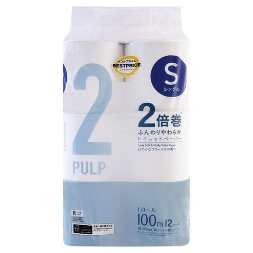 ふんわりやわらかロングトイレットペーパーシングル 100m x 12個 トップバリュベストプライス