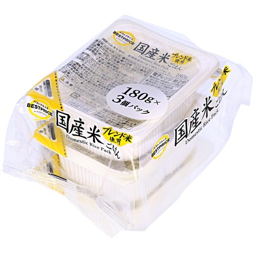 ごはん 国産ブレンド米 180g x 3個パック トップバリュベストプライス