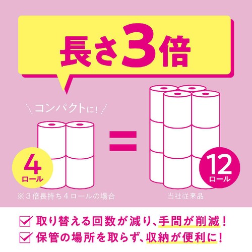 日本製紙クレシア スコッティフラワー 3倍長持ちトイレットロール ダブル 75m x 8ロール
