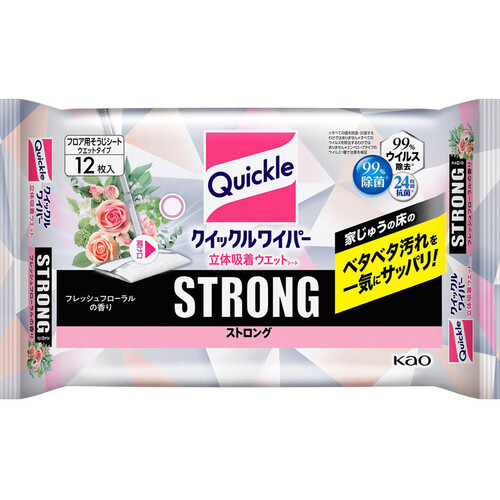 花王 クイックルワイパー 立体吸着ウエットシート ストロング フレッシュフローラルの香り 12枚