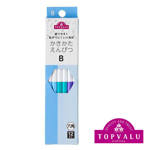 六角かきかたえんぴつB ダース ブルー 12本入り トップバリュ