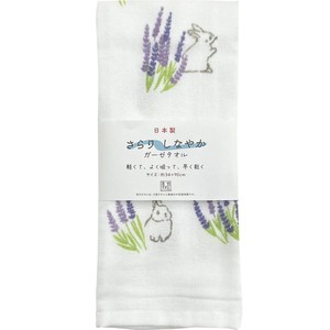 林 泉州ガーゼ&パイル フェイスタオル 約34 x 90cm ウサギ Green