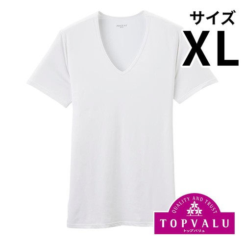 PEACE FIT SilkyFact 紳士 半袖Vネックシャツ XLシロ トップバリュ