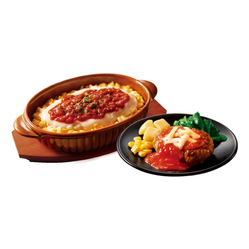 ニップン 彩りごはん。 完熟トマトソースハンバーグ&ミラノ風ドリア【冷凍】 1人前(330g)