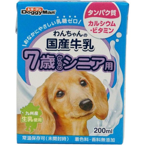 【ペット用】 ドギーマン ハヤシ わんちゃんの国産牛乳 7歳からのシニア用 200ml