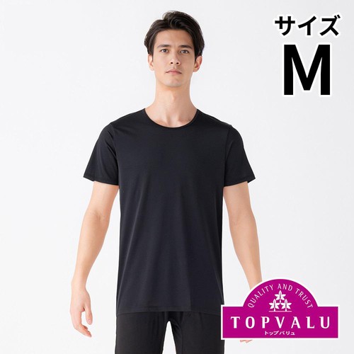 PEACE FIT(ピースフィット) COOL 接触冷感半袖クルーネックシャツ 紳士 クロ M トップバリュ