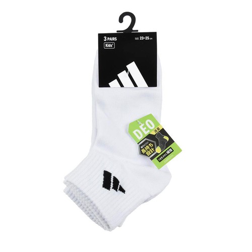 アディダス adidas DEO 消臭 スクールソックス ショート丈 つま先かかと補強 3足組 23-25cm ホワイト