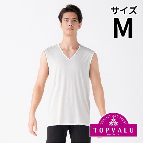 PEACE FIT(ピースフィット) COOL 接触冷感スリーブレスVネックシャツ 紳士 シロ M トップバリュ