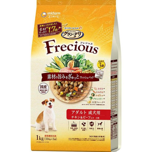 【ペット用】 ユニ・チャーム 国産グラン・デリ フレシャス アダルト成犬用 チキン&ビーフ入り 小粒 1.0kg