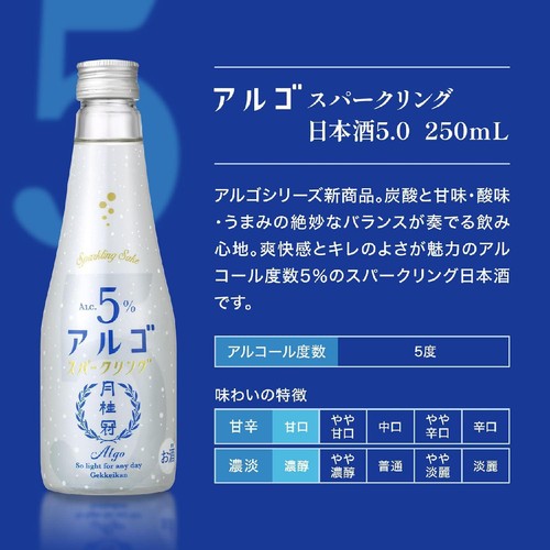 【京都府/5%】 月桂冠 アルゴスパークリング  250ml